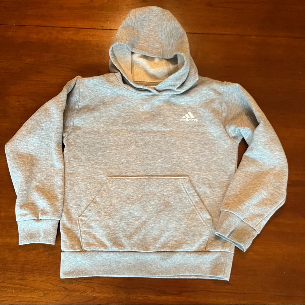 Adidas youth hoodie Essential Corner Logo Pullover Grey Heather Youth Small